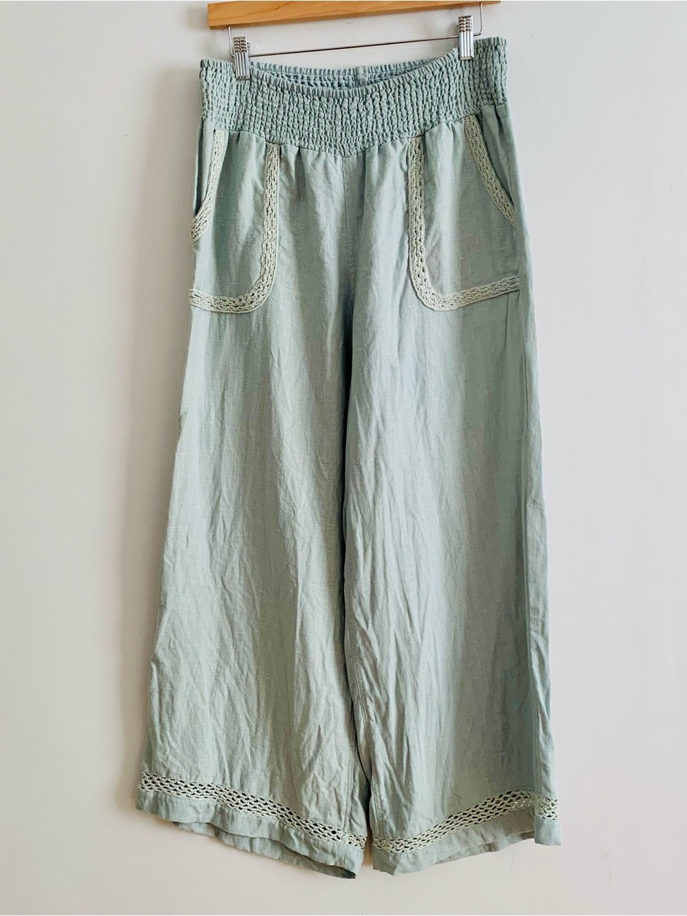 Nomad Light Sage Smocked Waistwide Pants